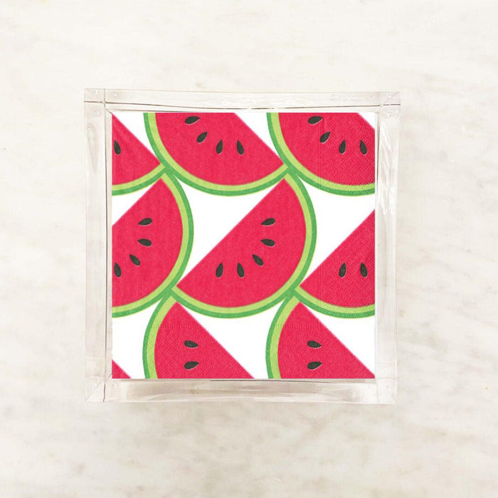 Red and green watermelon slice cocktail paper napkins, 5 x 5 inch, set of 2 packs