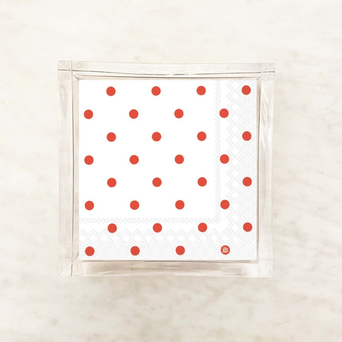 Mini White and Red Polka Dots Cocktail Napkins – 2 Packets