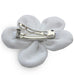 White cotton flower hair clip showing alligator clip back – girls hair accessory from Modern Lola
