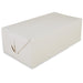 White Rectangular Paperboard Take-Out Box — side view showing fast-top closure tabs, set of 12, recyclable and compostable