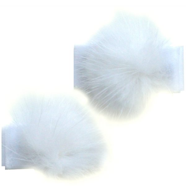 white fur ball velvet hair clip 