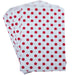 A set of 20 white treat bags with red polka dots.