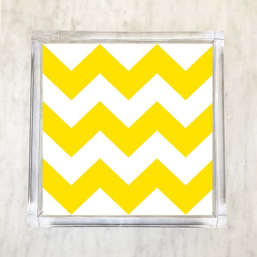 Yellow and white chevron stripe luncheon paper napkins, 6.5 x 6.5 inch, set of 2 packs