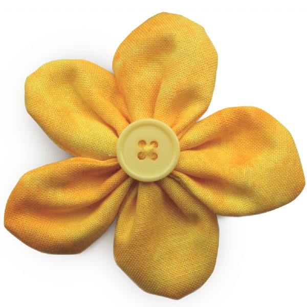 Yellow cotton flower hair clip for girls – handmade hair accessory from Modern Lola