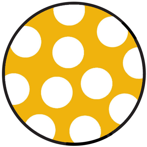 Yellow, white, and black polka dot dinner paper plates, 10.5 inch, set of 8