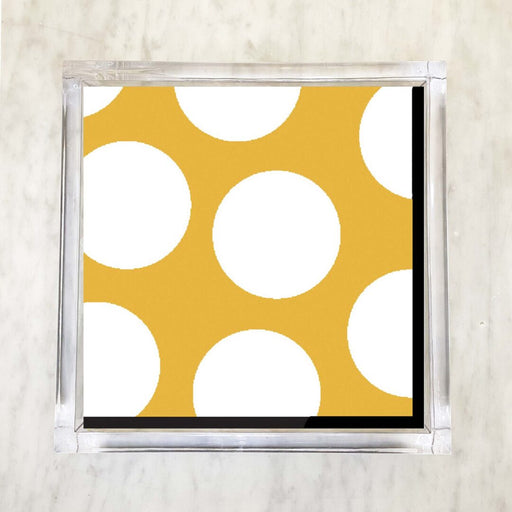 Honey yellow, white, and black polka dot luncheon paper napkins, 6.5 x 6.5 inch, set of 2 packs