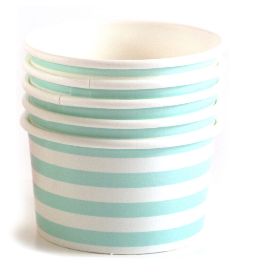Blue and White Stripe Ice Cream Paper Cups