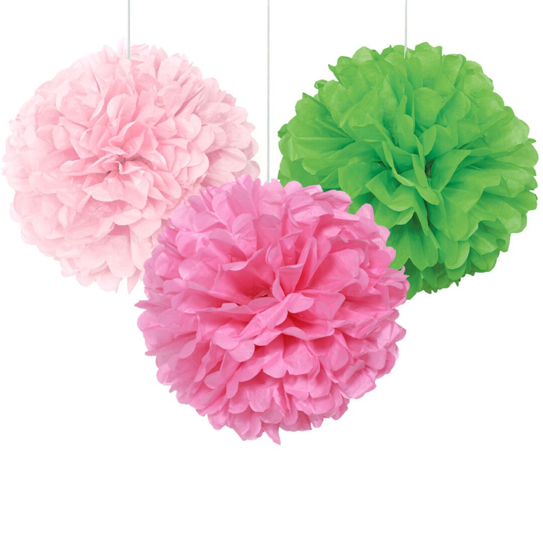 Light Pink, Hot Pink and Lime Party Pom Pom Set