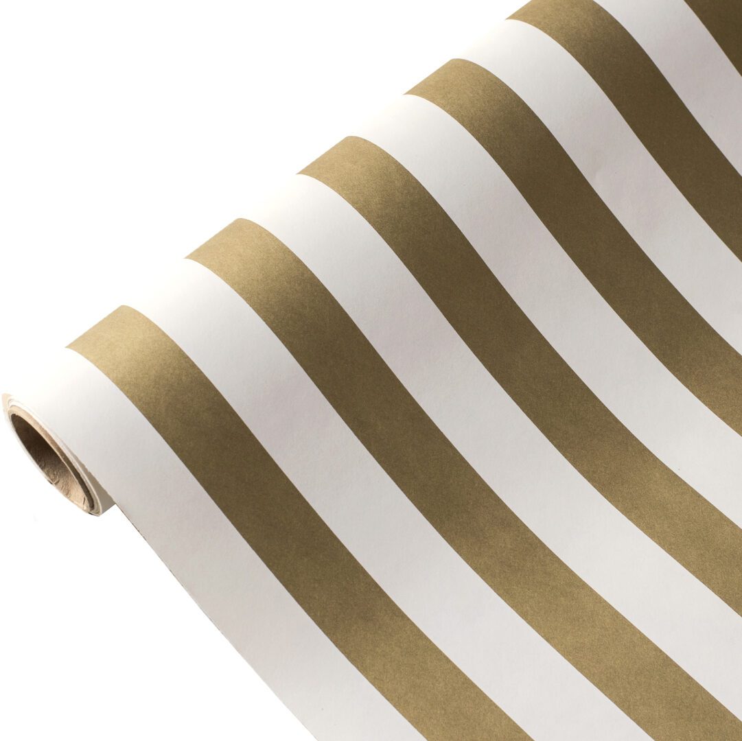 Gold and White Stripe 25 Foot Paper Runner