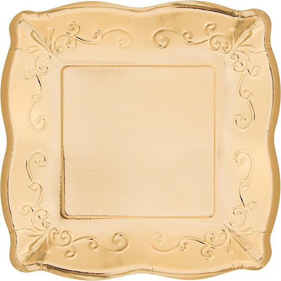 Metallic Gold Square Dinner Paper Plates