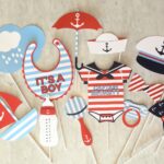 Navy Nautical Baby Shower Photo Props - Custom File - Image 3