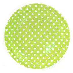 Lime and White Polka Dot Dinner Paper Plates