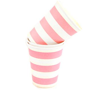 Baby Pink and White Stripe Paper Cups