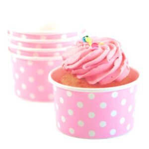 Baby Pink and White Polka Dot Ice Cream Paper Cups