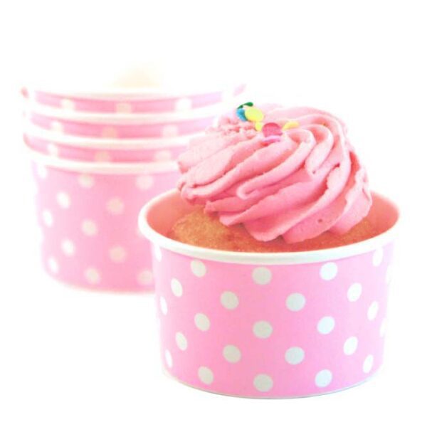 Baby Pink and White Polka Dot Ice Cream Paper Cups