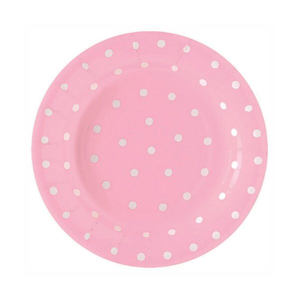 Pink and White Polka Dot Dessert Paper Plates