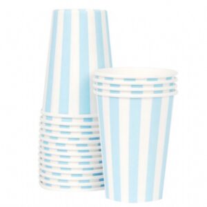 Powder Blue and White Stripes Paper Cups