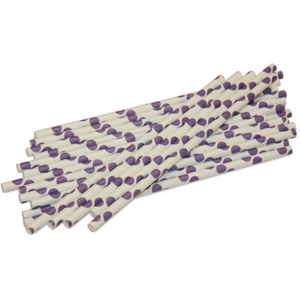 Purple Polka Dots Paper Straws Set of 23