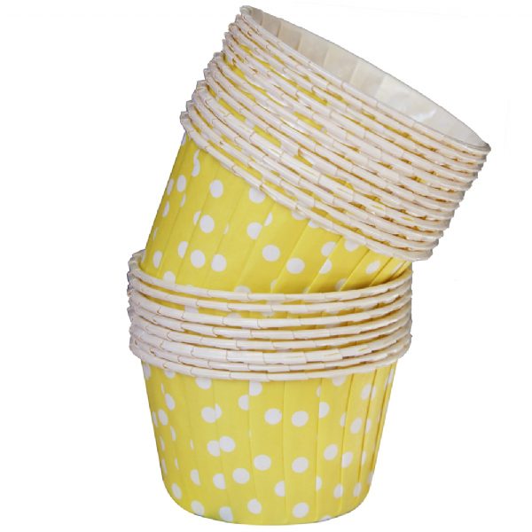 Yellow and White Polka Dots Small Paper Squeeze Cups