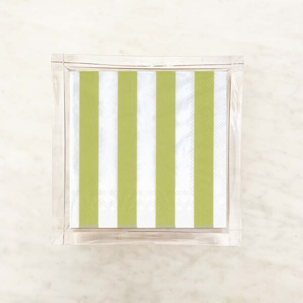 Kiwi Lime and White Stripe Cocktail Paper Napkins 2 Packets