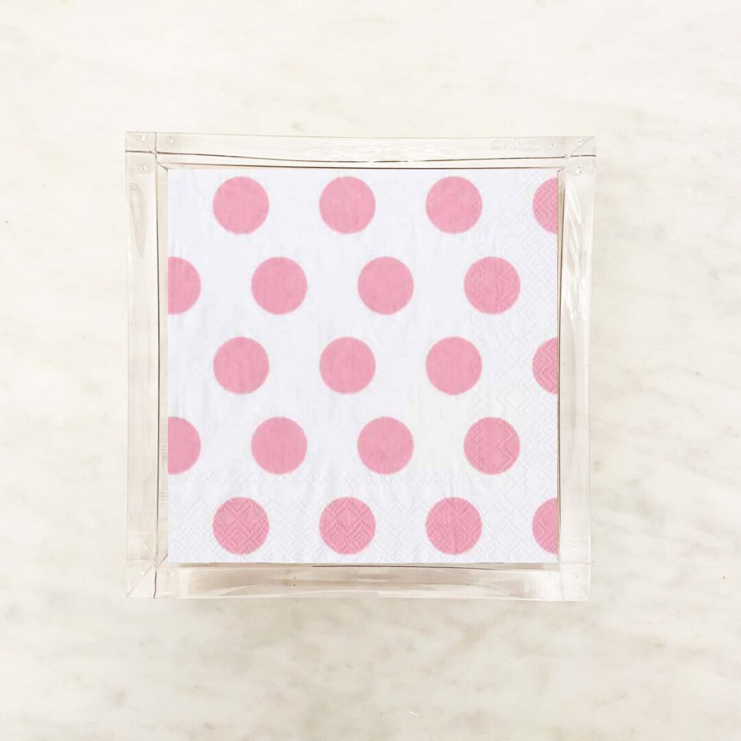 Baby Pink and White Large Polka Dot Beverage Paper Napkins