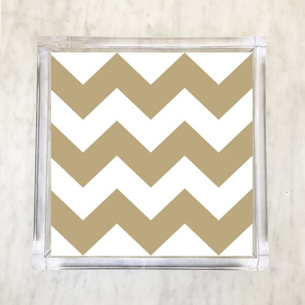 Metallic Gold and White Chevron Luncheon Napkins