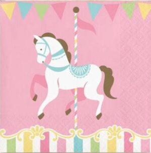 White Carousel Horse Cocktail Paper Napkins | Charming Party Decor