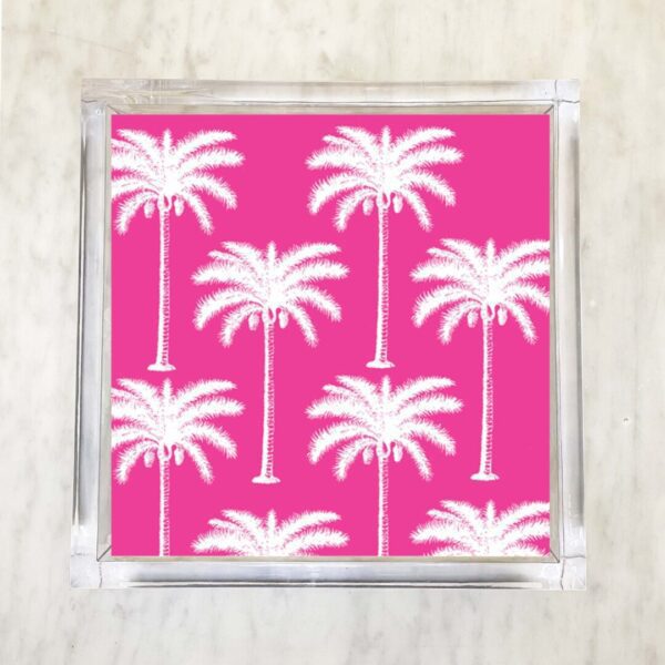 Hot Pink Palm Tree Silhouettes Luncheon Napkins