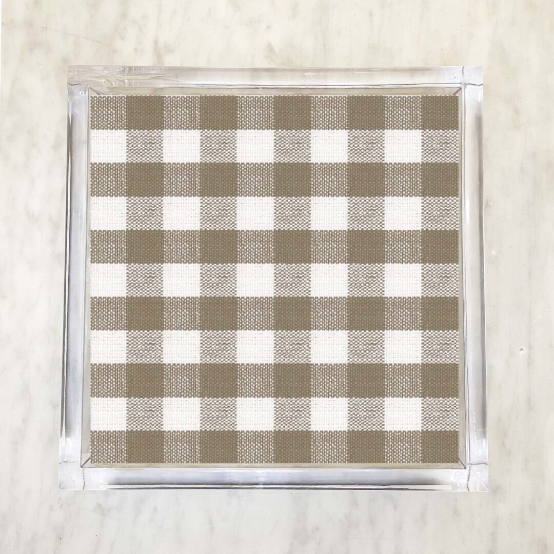 Taupe Grey Gingham Luncheon Napkins