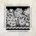 Black and White Chantilly Lace Luncheon Napkins