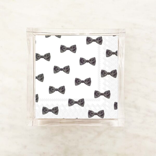 Black and White Bow Tie Cocktail Paper Napkins