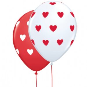 Red and White Hearts Balloons