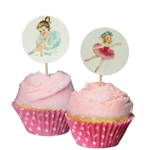 Vintage Ballerina Cupcake Toppers Set