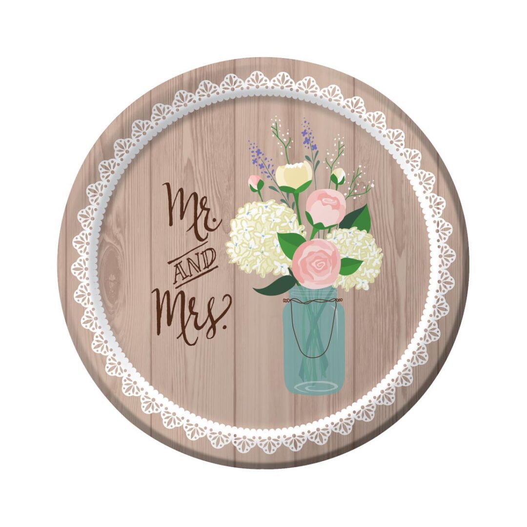 Mr. and Mrs. Lace Bouquet Dessert Paper Plates