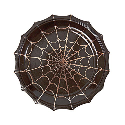 Black Spiderweb Shaped Dessert Paper Plates