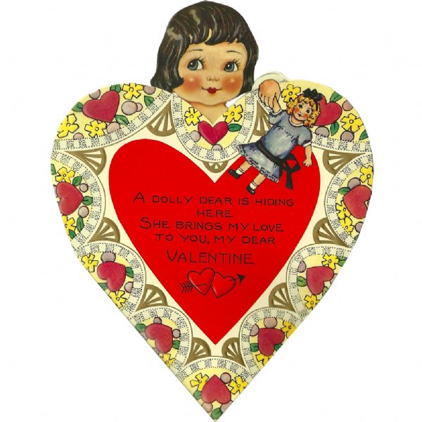 Heart Lola Paper Doll Valentine Card