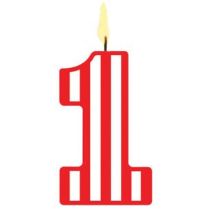 Number One Red and White Stripe Candle