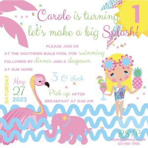 Palm Beach Swimsuit Toddler Invitation