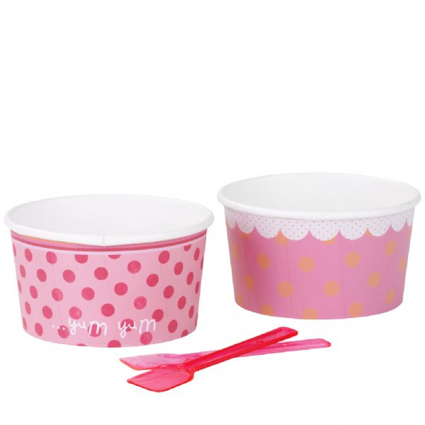 Sweet Bowls and Spoons Pink Dot and Stripes