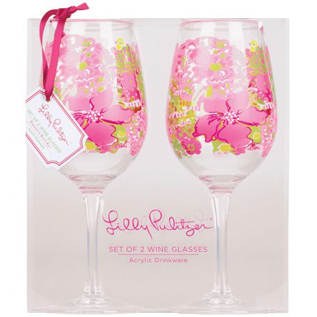 Rose Garden Acrylic Wine Glasses by Lilly Pulitzer Set of 2 - Modern Lola