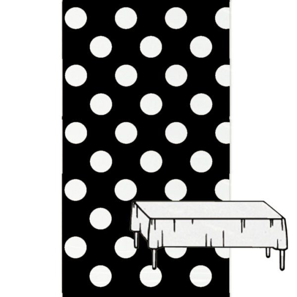 Black and White Polka Dot Plastic Table Cover