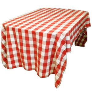 Red Gingham Picnic Tablecloth with Black Blanket Stitching