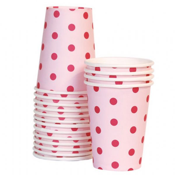 Pink and Fuschia Polka Dot Paper Cups