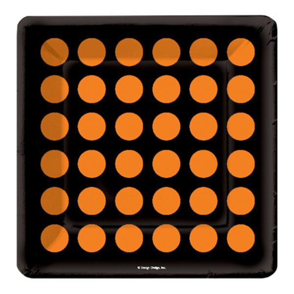 Just Dots Black and Orange Dessert Plates