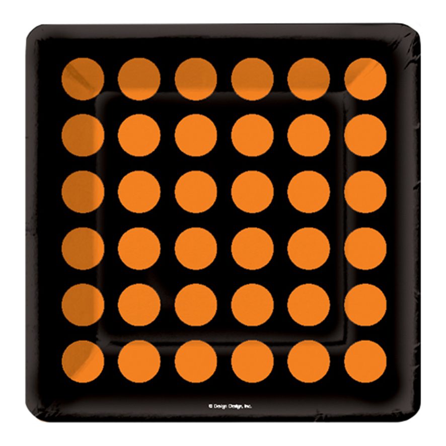 Just Dots Black and Orange Dessert Plates