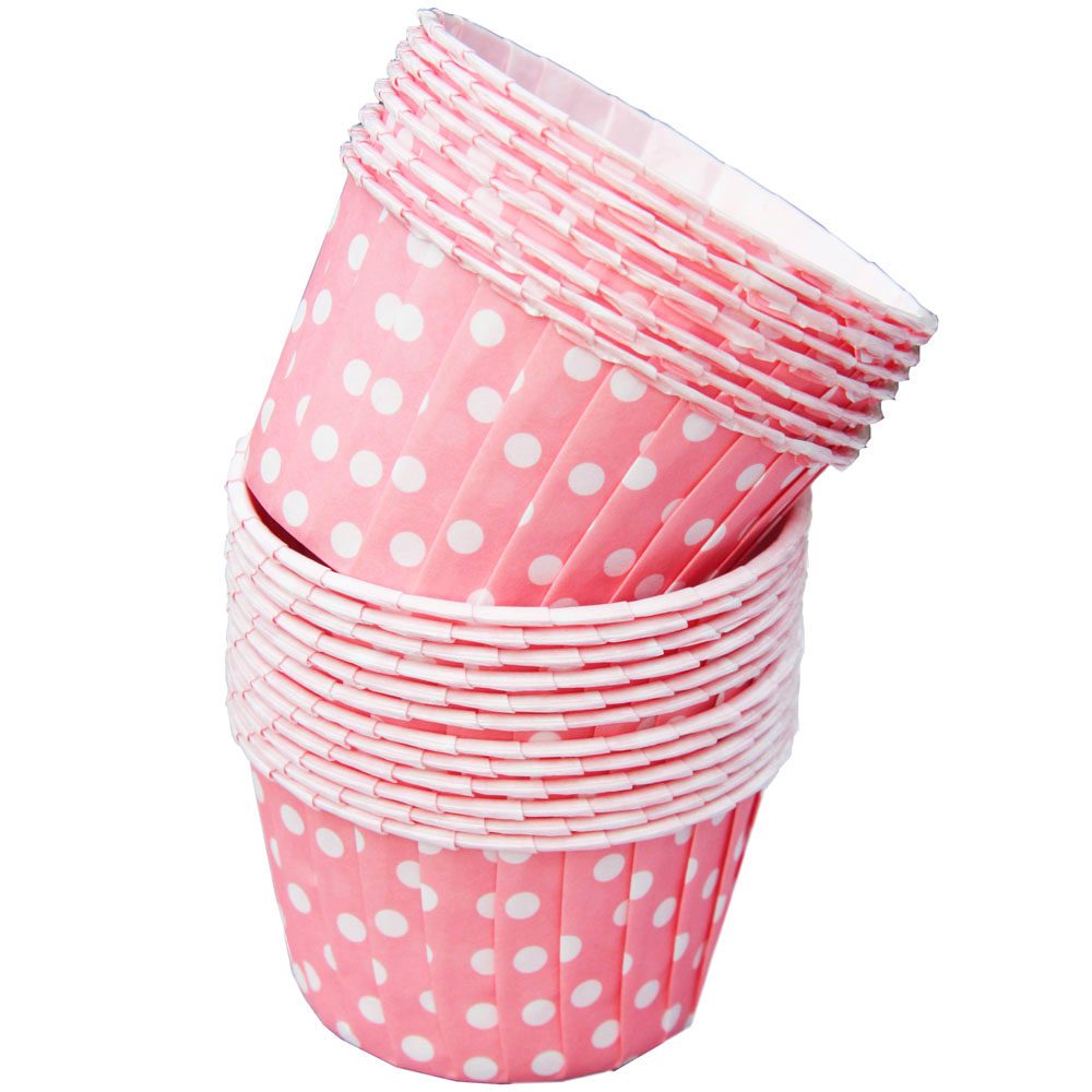 Pink and White Polka Dot Small Paper Squeeze Cups Set of 20