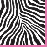Zebra black and white luncheon paper napkins with a thin pink border, perfect for adding a fun and elegant touch to any dining occasion