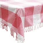 Picnic Red and White Woven Plaid Tablecloth