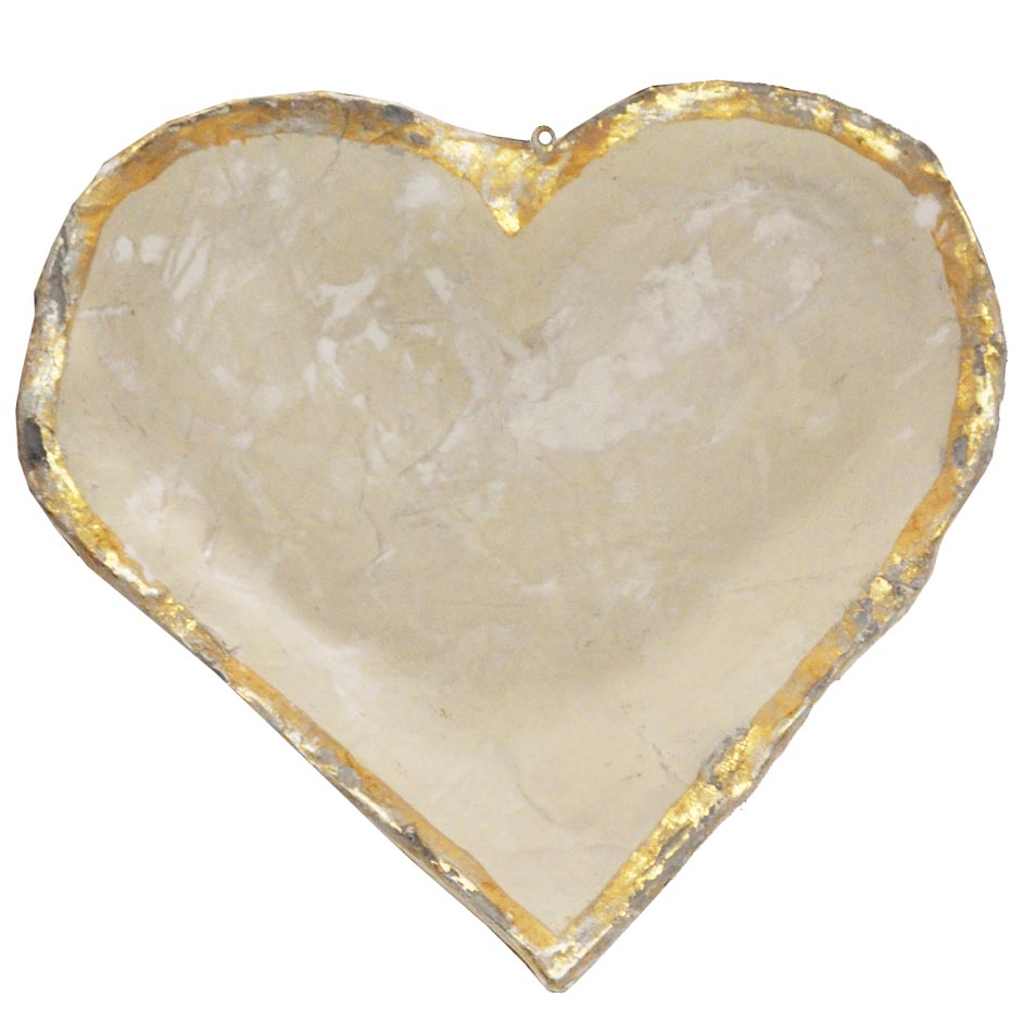 Cream Gilded Gold Heart Ornament