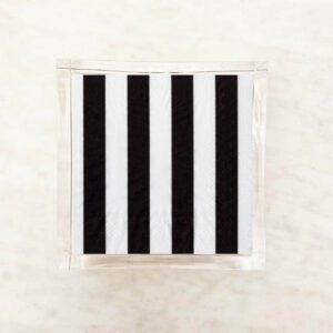 Narrow Black and White Stripes Luncheon Napkins 2 Packets